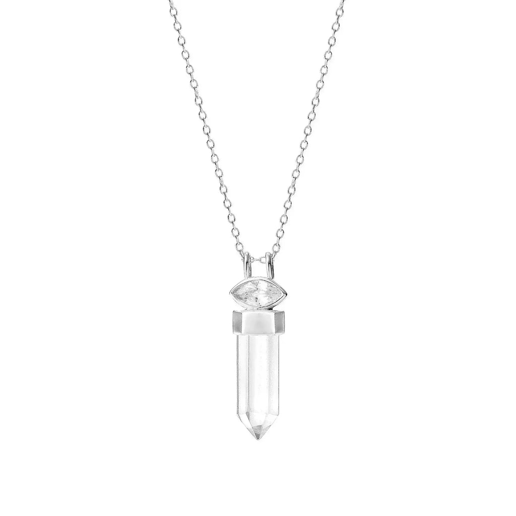 Clear Quartz Crystal mini Eye Pendant Necklace Nayla Jewelry