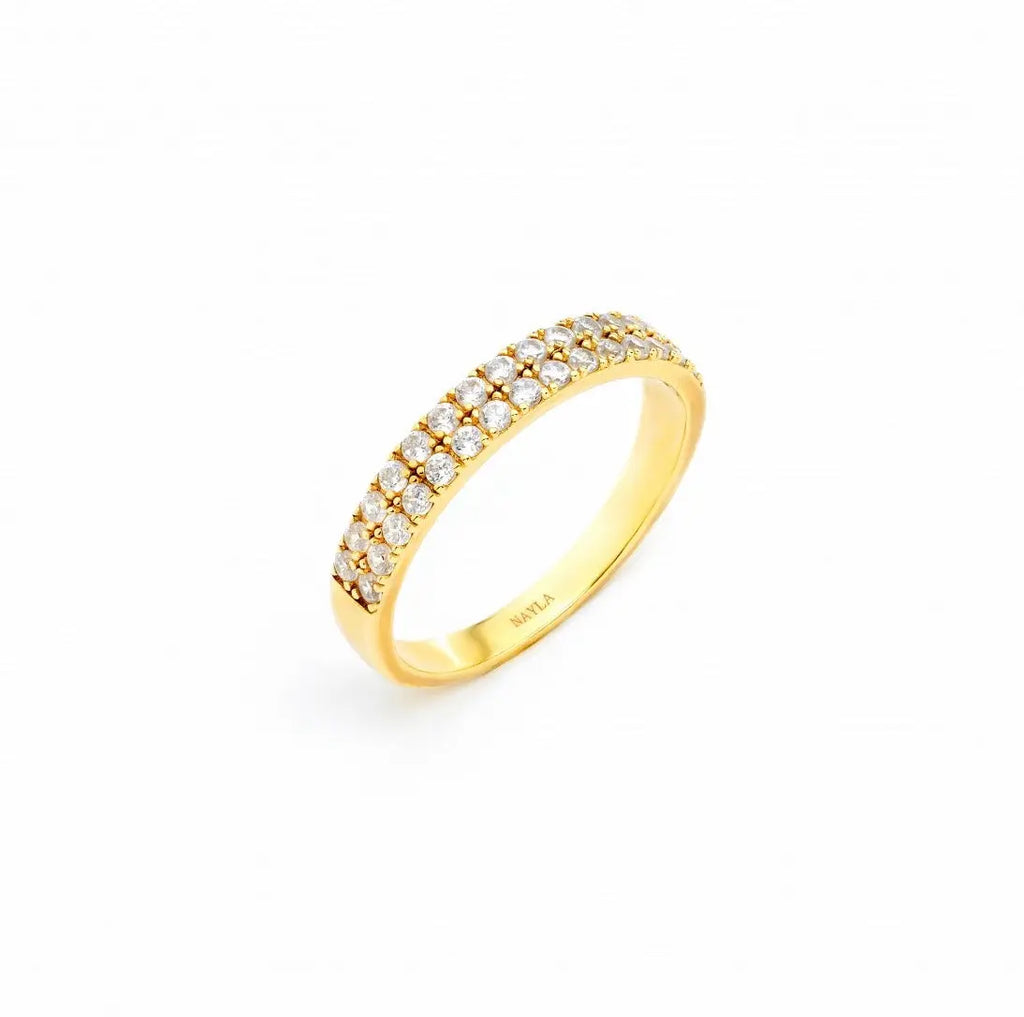 Double Rows CZ Diamonds Eternity Ring Nayla Jewelry