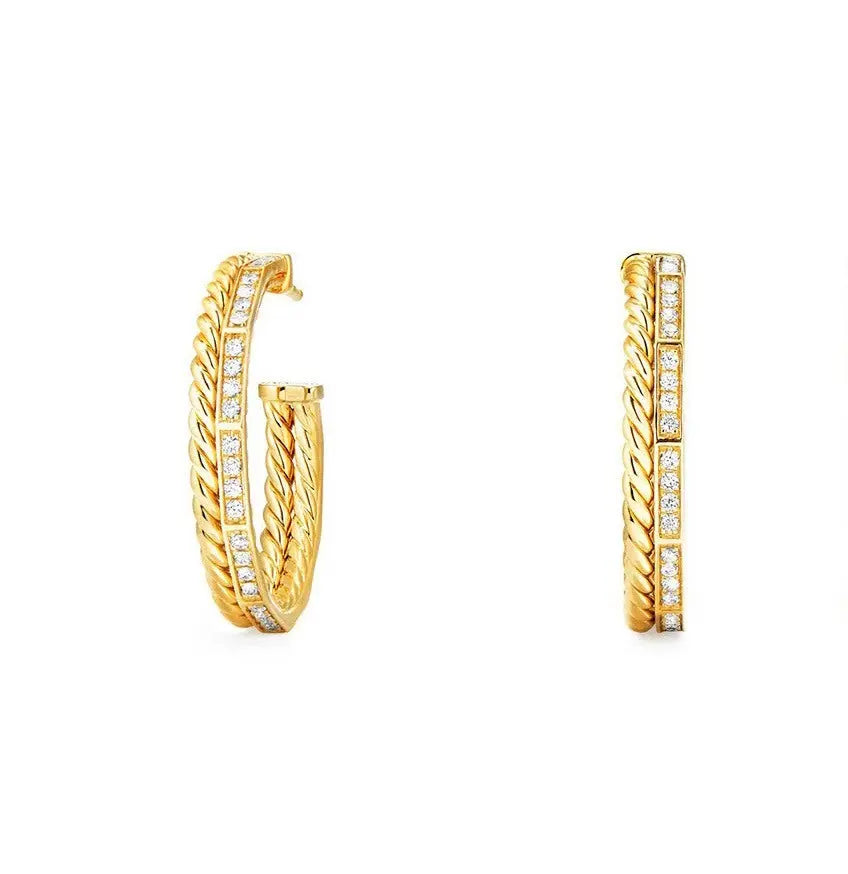 Double Rows Twisted Hoop Earrings "Gia" Nayla Jewelry