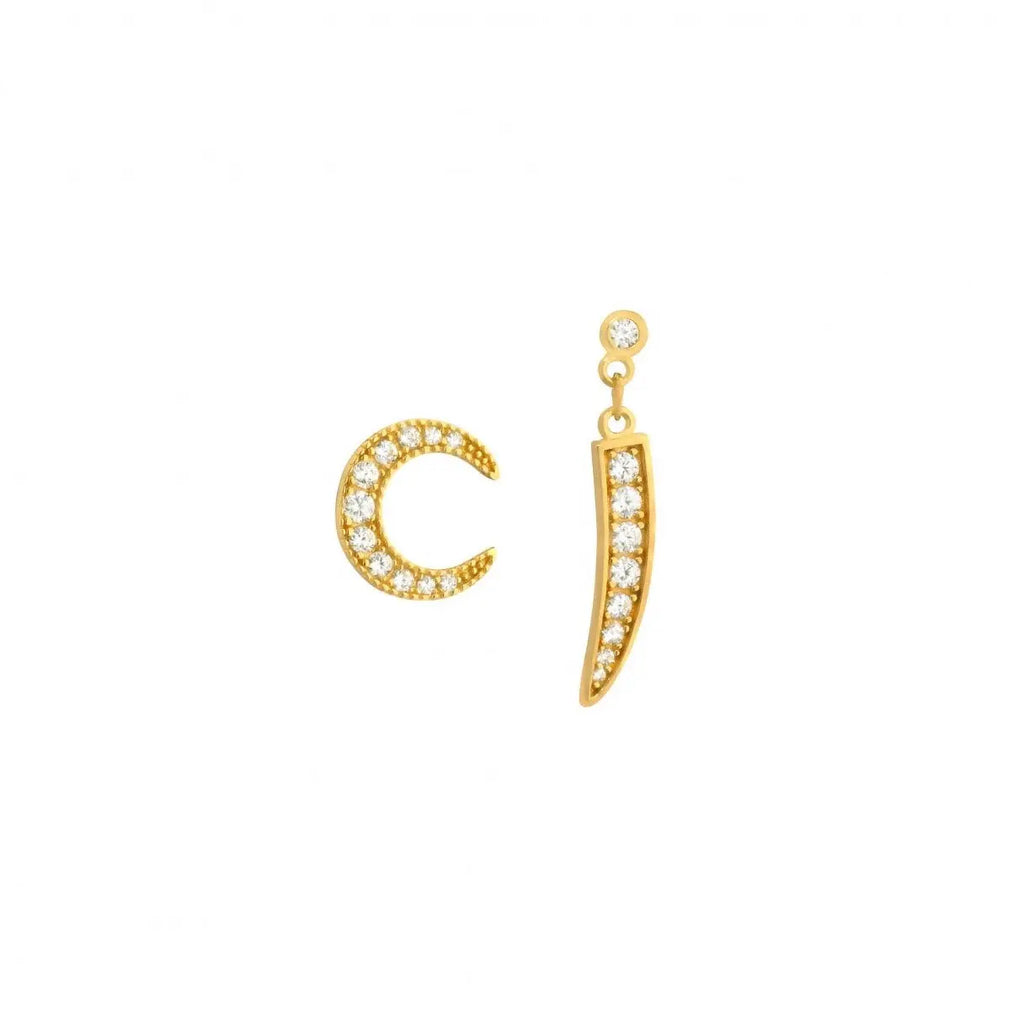 Horn & Moon Stud Earrings Nayla Jewelry