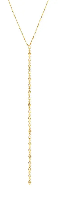 Long Fashion CZ Diamonds  Lariat Chain Necklace Nayla Jewelry