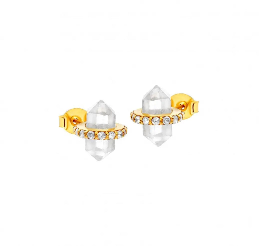 Magical Crystal Studs Clear Quartz Earrings Nayla Jewelry