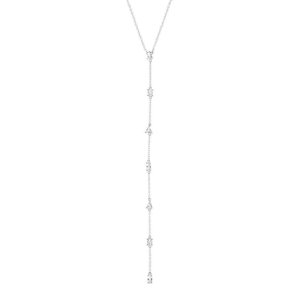 Multi Shape CZ Diamond Lariat Necklace Nayla Jewelry