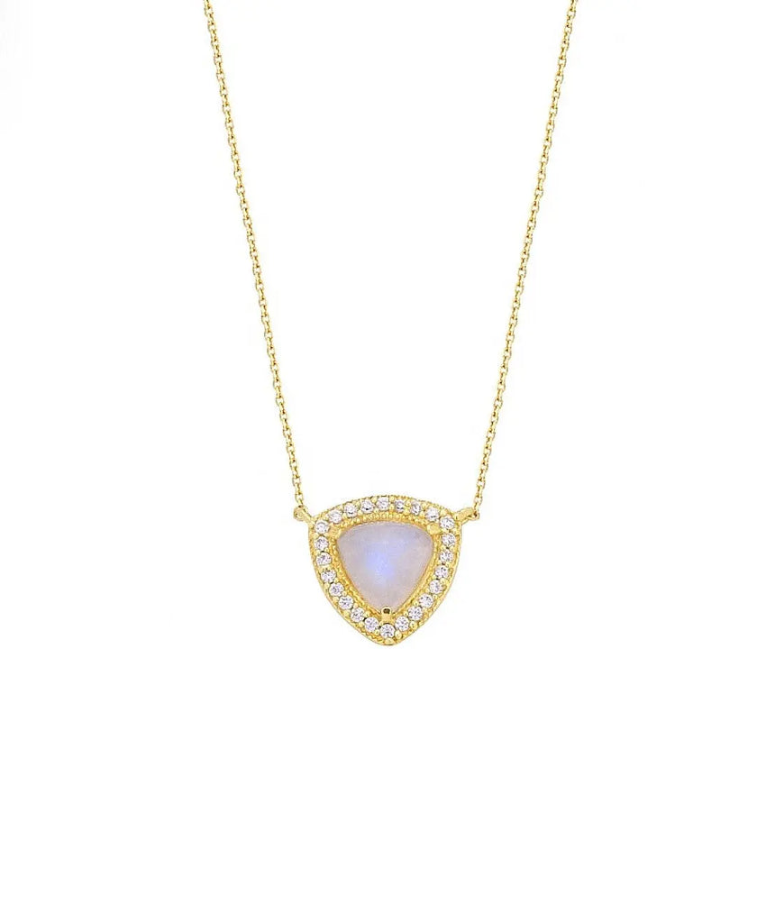 Small Trillion Moonstone Pendant Necklace Nayla Jewelry